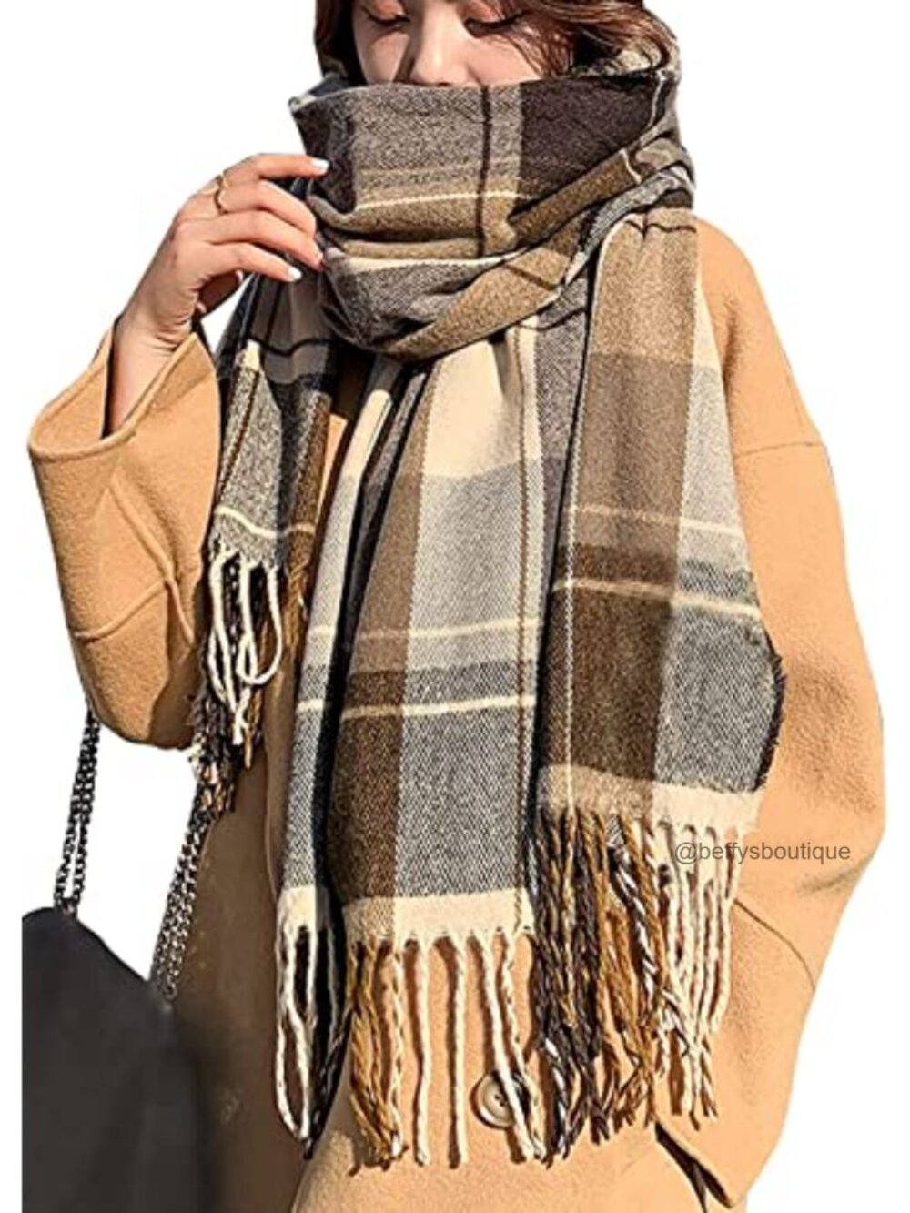Large Plaid Blanket Scarf Soft Warm Lattice Shawl Wrap